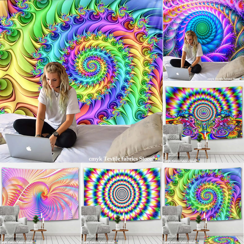 Afralia™ Psychedelic Mandala Wall Hanging Tapestry Boho Decor Hippie Tapestries