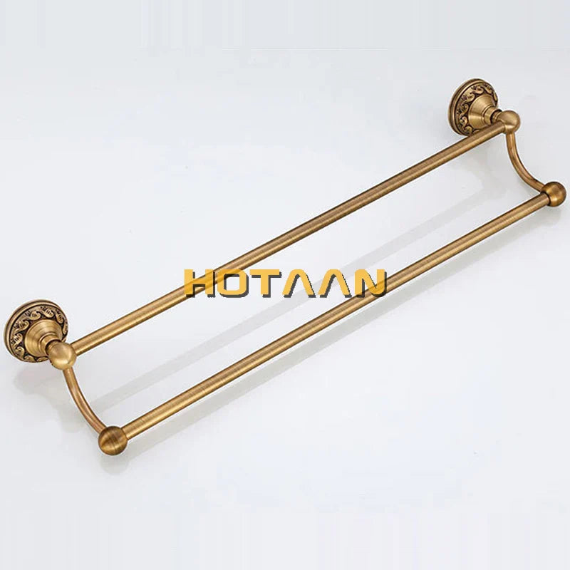 Afralia™ Antique Brass Towel Holder Single Bar Rack. Solid Aluminium Rail, 30/40/45/50/60cm.