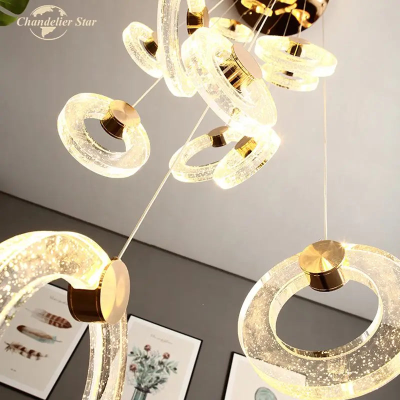 Afralia™ Bubble Crystal LED Chandelier Stainless Steel Pendant Light for Bedroom Living Room
