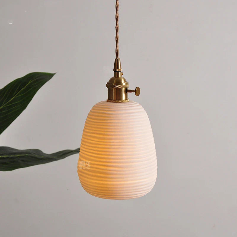 Afralia™ Nordic White Ceramic LED Pendant Lights with Knob Switch for Modern Living spaces