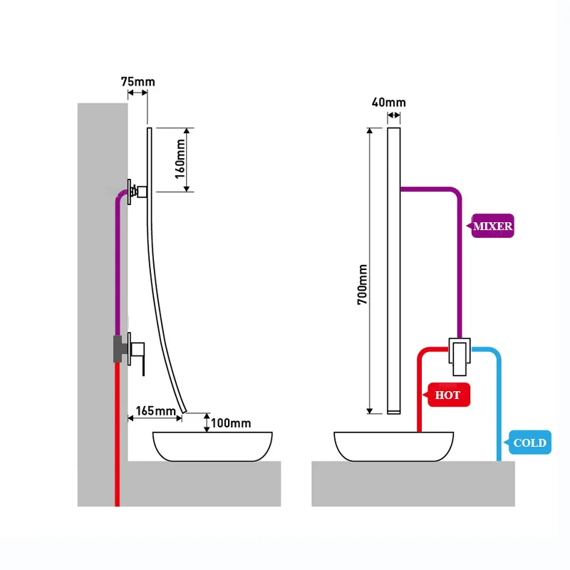 Afralia™ Matte Black Waterfall Basin Faucet with 70cm Long Spout, Single Lever Mixer Tap