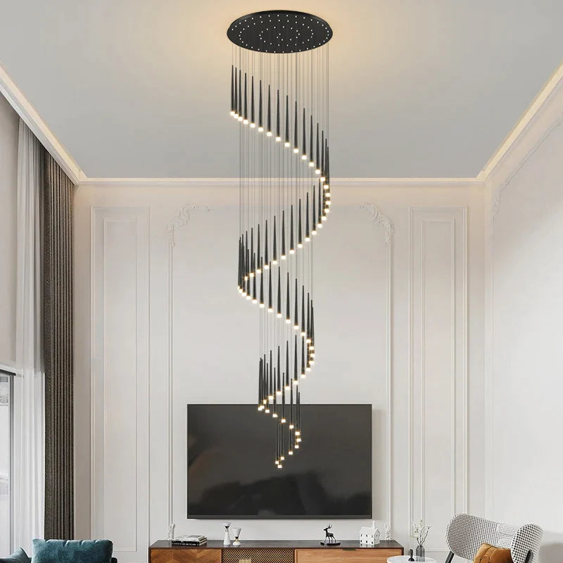 Afralia™ Rotating Duplex Building Chandelier - Modern Nordic Living Room Restaurant Lighting