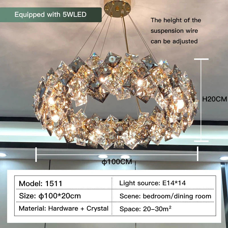 Afralia™ Crystal Chandelier: High-End LED Pendant Light for Living Room, Dining Room & Kitchen