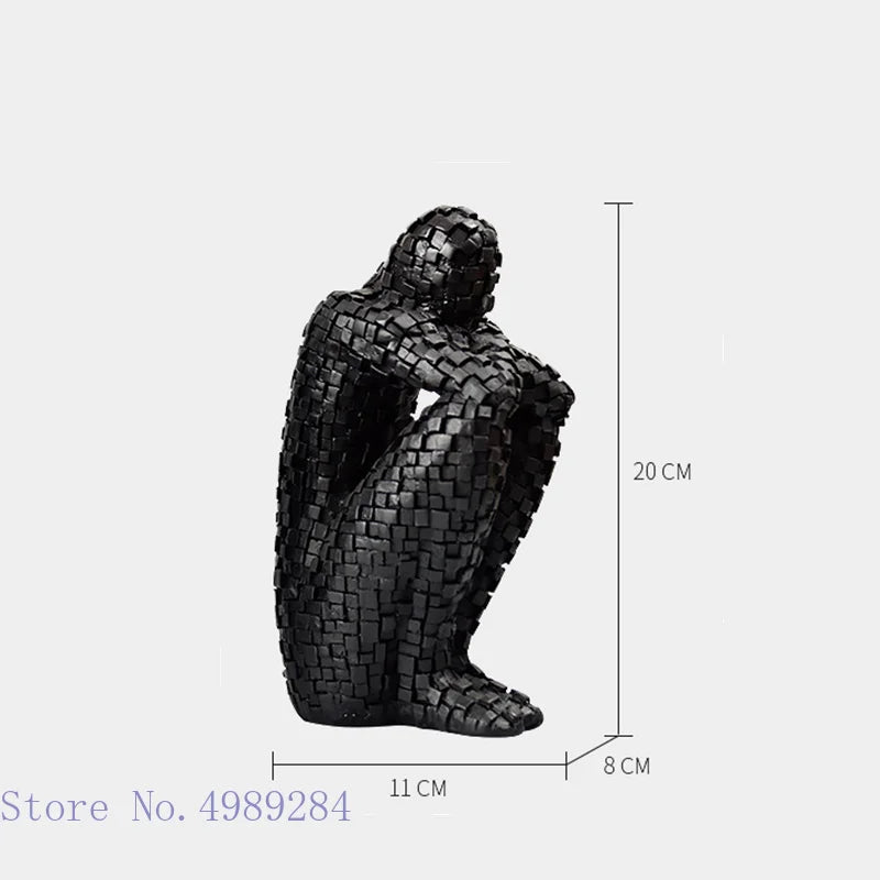 Afralia™ Golden Man Thinker Abstract Sculpture Statue for Home Decor