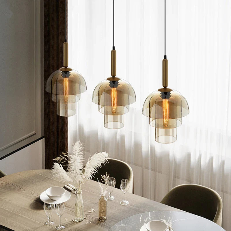 Afralia™ Luxury LED Glass Pendant Lights for Restaurant, Kitchen, and Bedroom Lighting