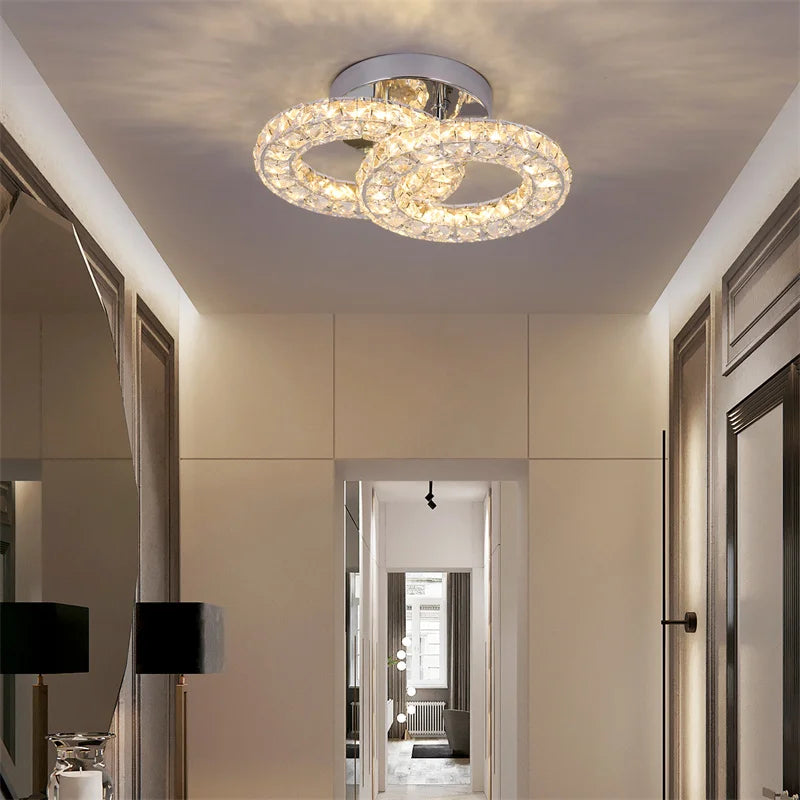 Afralia™ Modern K9 Crystal LED Ceiling Chandelier for Home Decor