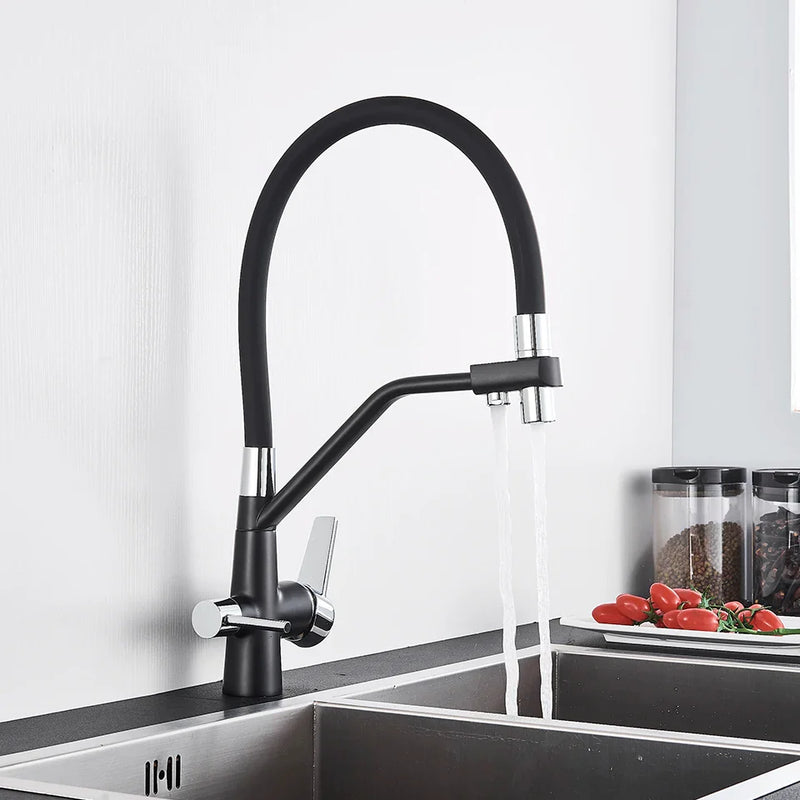 Afralia™ Dual Spout Filter Faucet Mixer 360 Rotation Water Purification Kitchen Tap