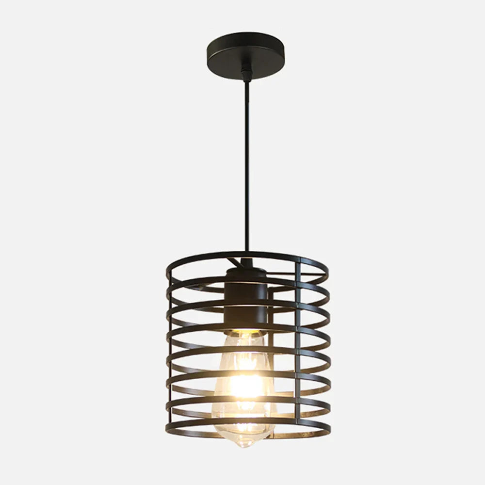 Afralia™ Retro Iron Cage Pendant Light, Multi-Layer Round Vintage Hanging Lamp