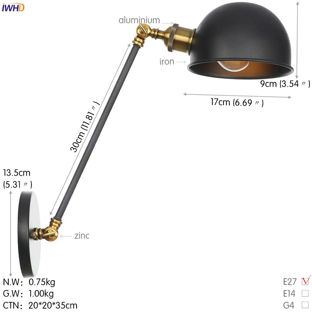 Afralia™ White Swing Arm Wall Light: Adjustable Vintage Industrial Sconce Luminaria