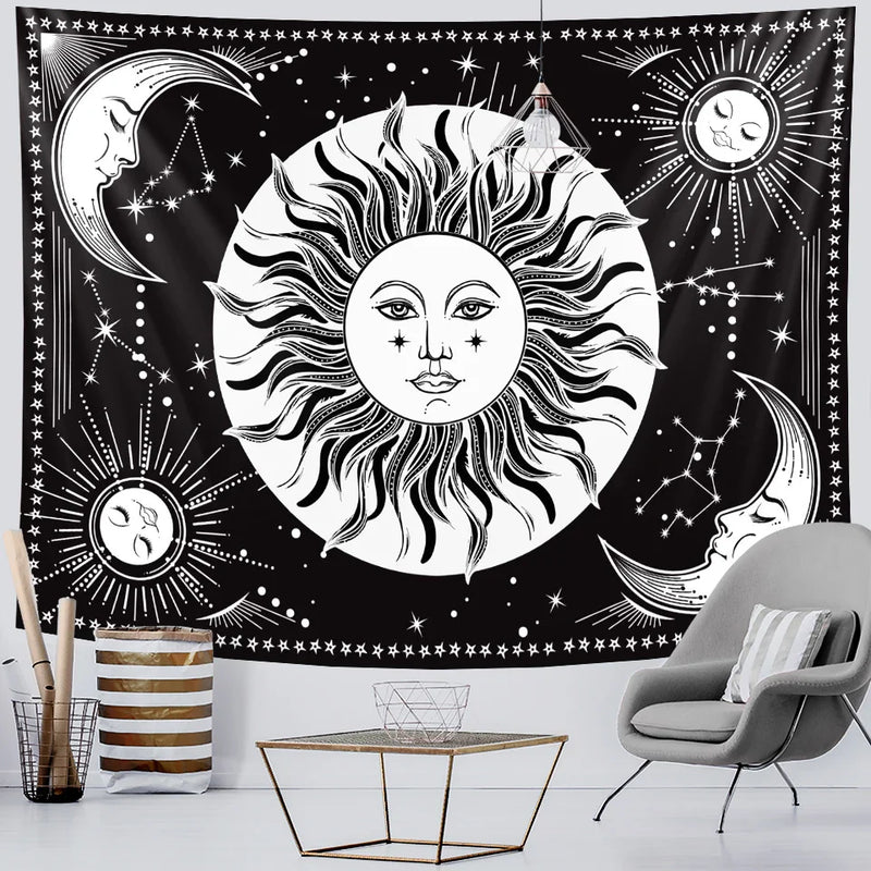 Afralia™ Sun & Moon Tapestry: Bohemian Hippie Yoga Mat Wall Decor