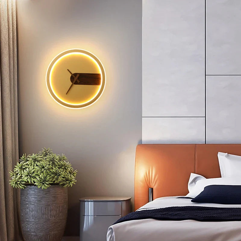 Afralia™ Aluminum Clock Wall Lamp - Modern Led Sconce Light for Home, Hotel & Aisle