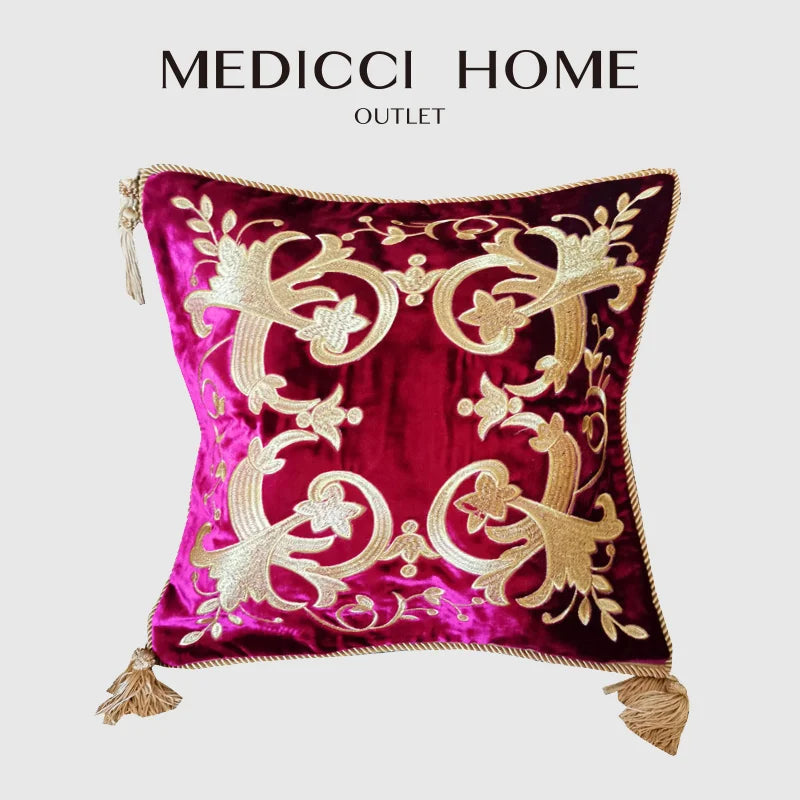 Afralia™ Luxury Velvet Embroidery Petunias Cushion Cover for Home Decor & Sofa