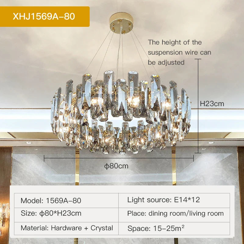 Afralia™ Crystal LED Chandelier for Elegant Living Room, Dining, Bedroom, Kitchen