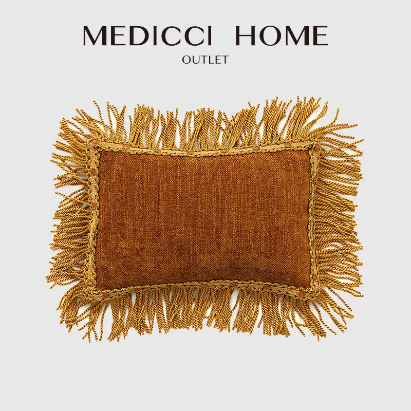 Afralia™ Retro Fringed Lumbar Pillow Cover for Luxury Living Room Sofa