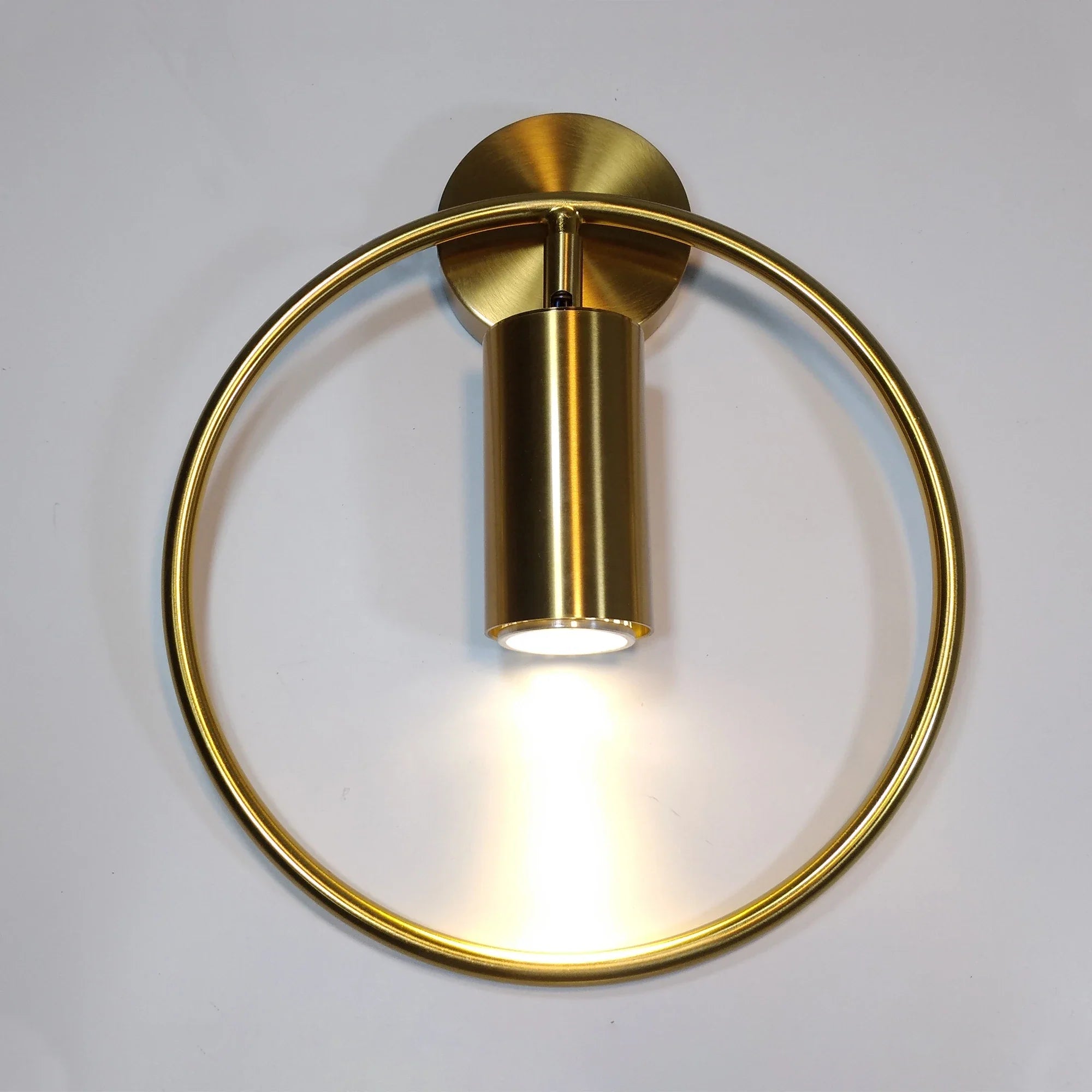 Afralia™ Scandinavian Bedside LED Wall Lamp Round Light in Gold/Black Industrial Design