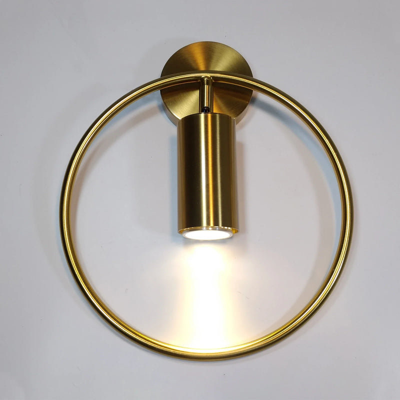 Afralia™ Scandinavian Bedside LED Wall Lamp Round Light in Gold/Black Industrial Design