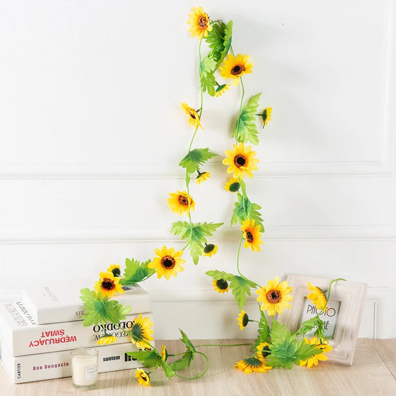 Afralia™ Sunflower Rattan Silk Flower Air Conditioning Pipe Decoration