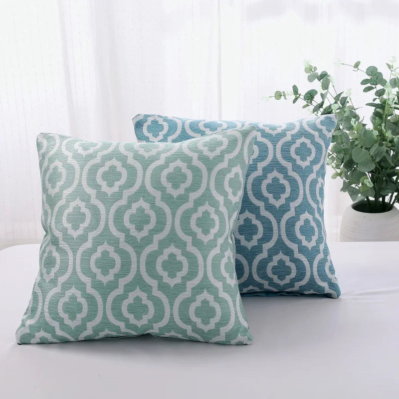 Afralia™ Geometric Linen Cushion Cover 45x45cm Yellow Green Blue Brown Square Pillow