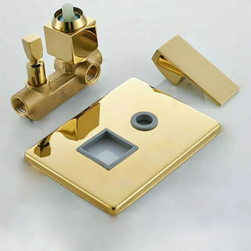 Afralia™ Golden Bathroom Shower Set with Square Rainfall Head and Concealed Mixer Taps