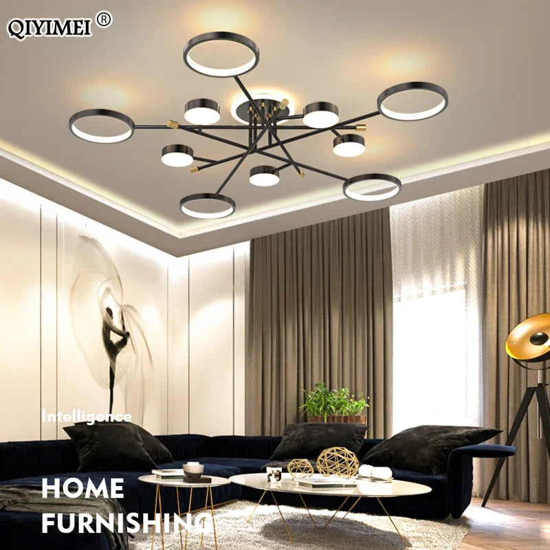 Afralia™ Modern Dimmable LED Chandelier for Living Room, Dining, Bedroom, Kitchen - Indoor Lighting Fixture