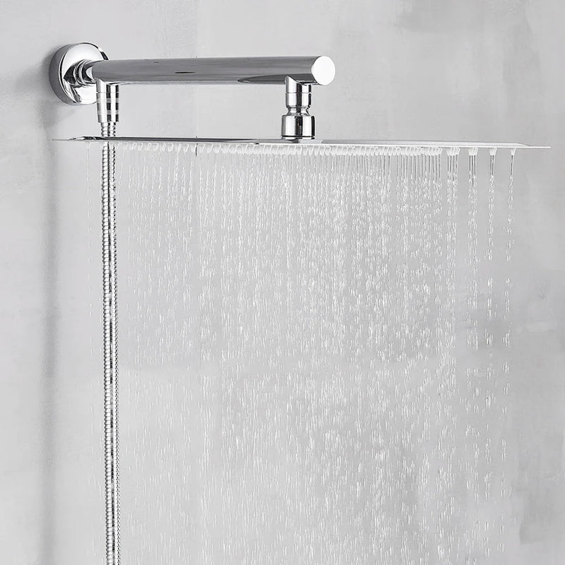 Afralia™ 10" Square Rainfall Shower Head Set with Stainless Steel Hose