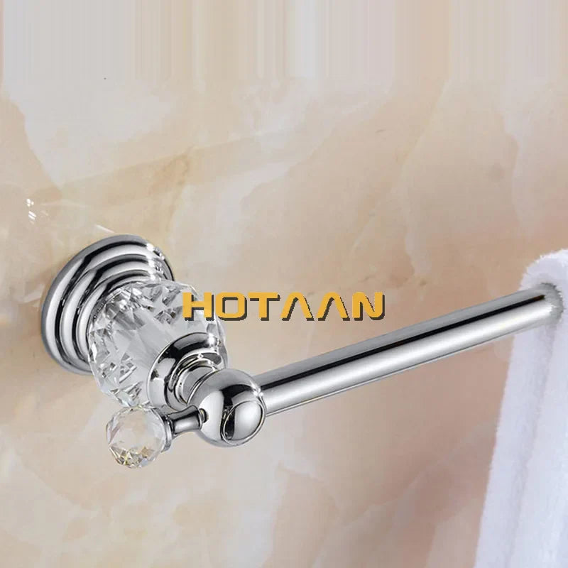 Afralia™ Crystal Silver Bathroom Accessories Set, Chrome Polished Brass Bath Hardware