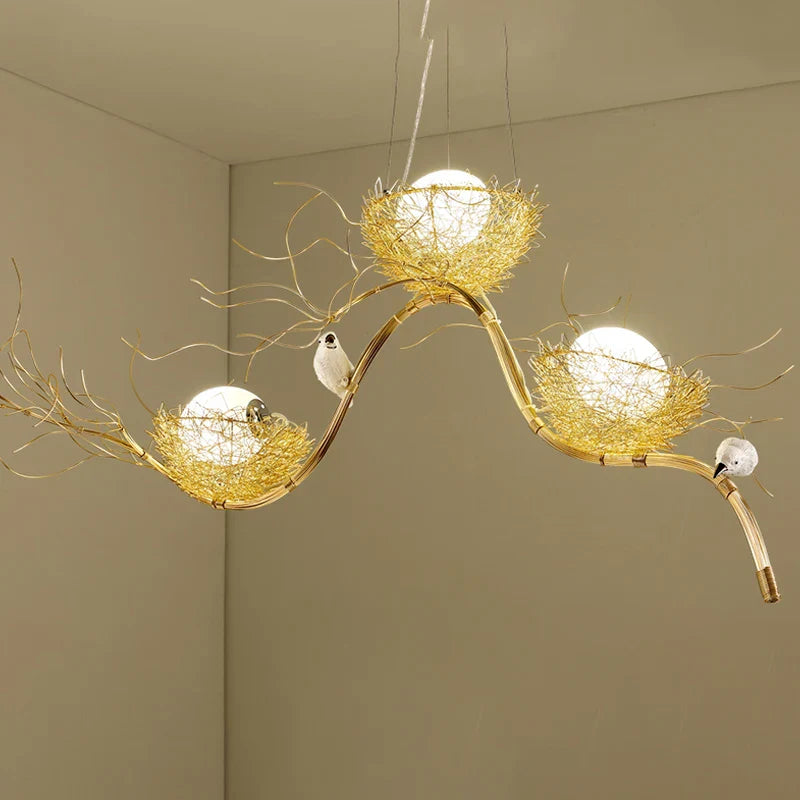 Afralia™ Bird's Nest LED Pendant Light for Dining Room, Cafe, Bar, Restaurant Decor