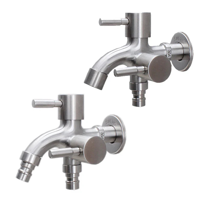 Afralia™ Dual-Outlet Stainless Steel Faucet for Outdoor Garden Sink and Washing Machine