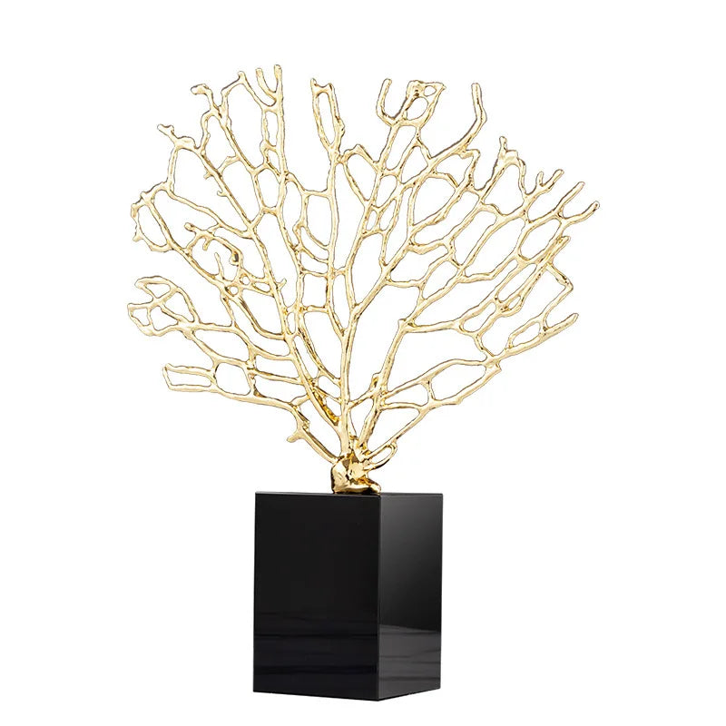 Afralia™ Alloy Coral Crafts on Crystal Base for Stylish Desktop Decor