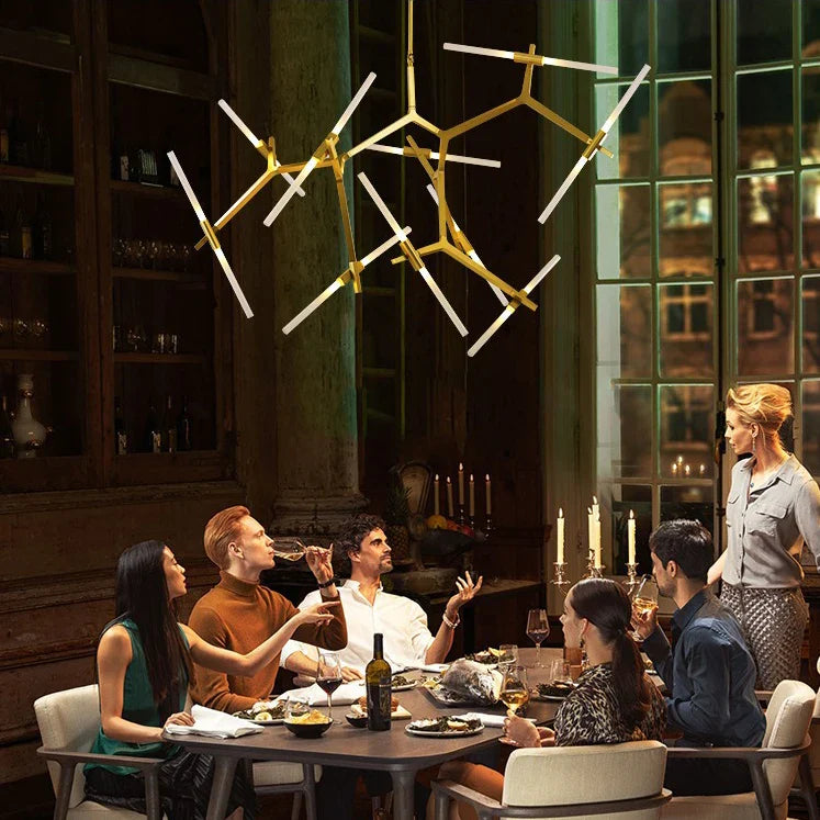 Afralia™ Branch Suspension Pendant Light - Gold Black G9 LED Iron Glass Fixture
