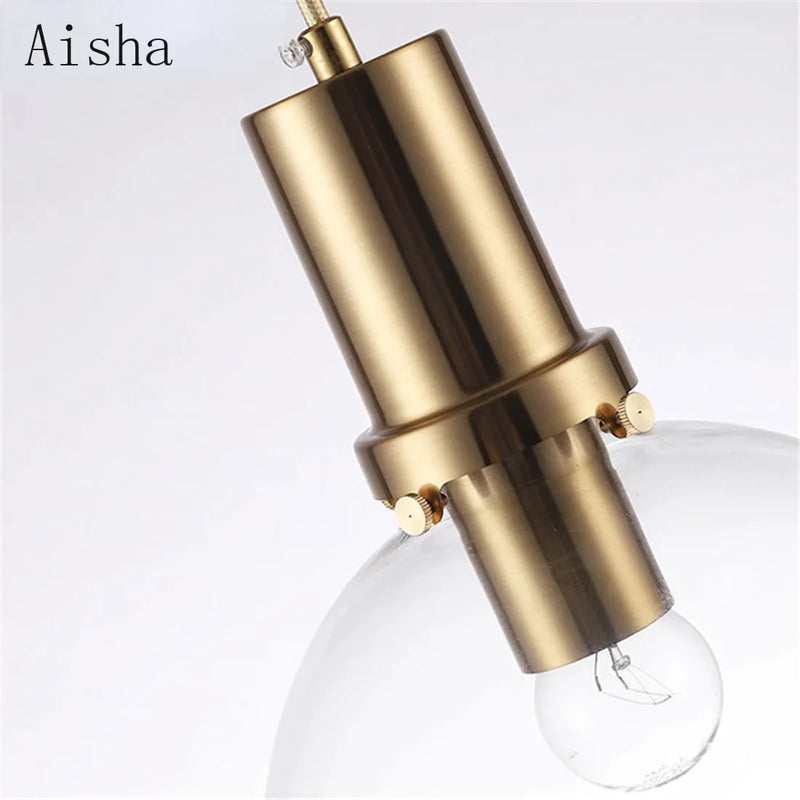 Afralia™ Modern Black Gold LED Bulb Pendant Light with Clear Globe Glass Shade