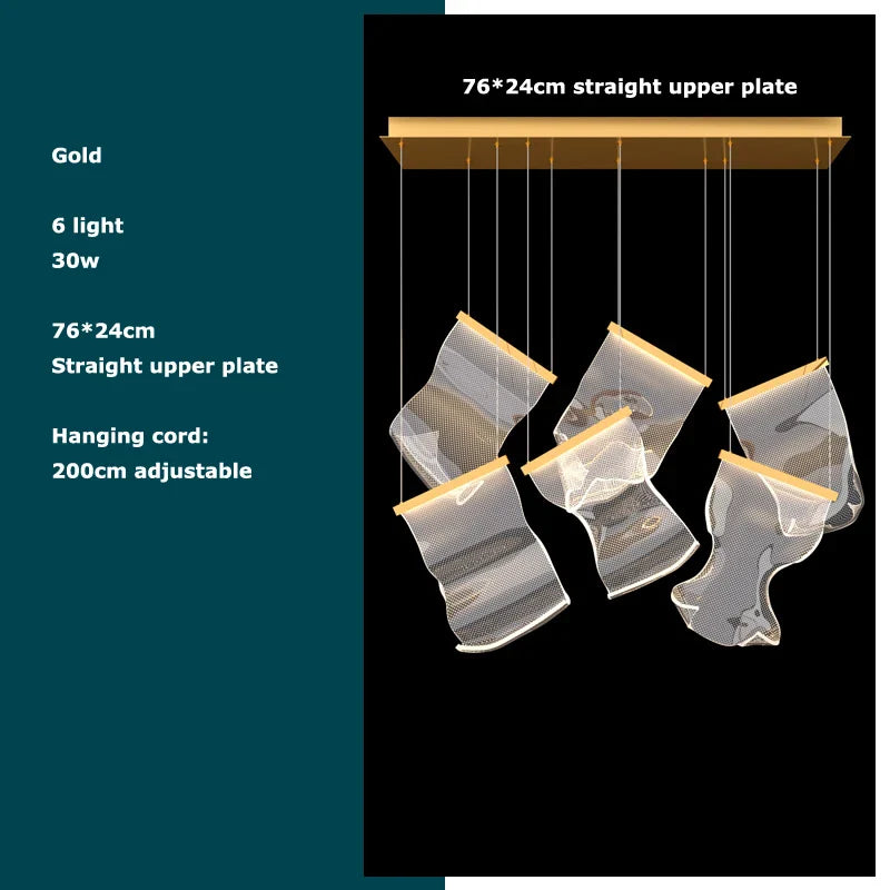 Afralia™ Golden Love Paper Chandelier: Postmodern LED Designer Lighting for Foyer