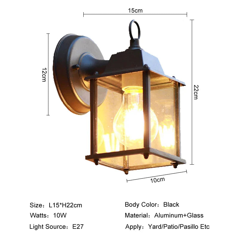 Afralia™ Outdoor Wall Light Vintage E27 Fixtures for Villa Garden Porch.