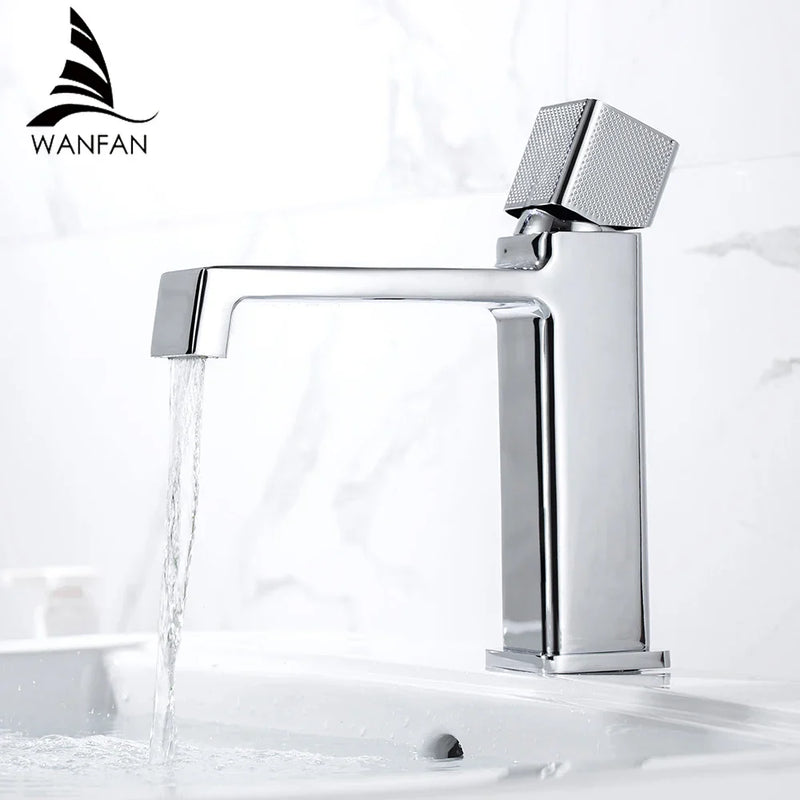 Afralia™ Black Brass Basin Faucet Hot Cold Water Mixer Chrome Finish