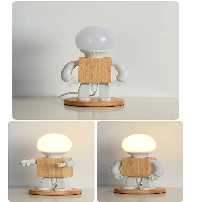 Afralia™ Modern Nordic White Wood LED Table Light for Children's Bedroom