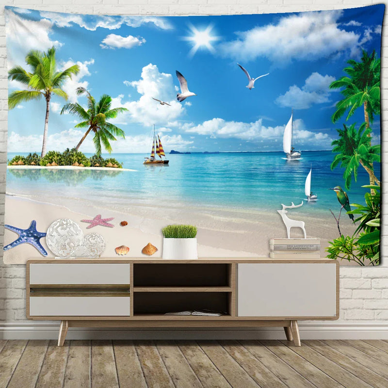 Afralia™ Seascape Bohemian Tapestry Wall Art for Aesthetic Home Decor