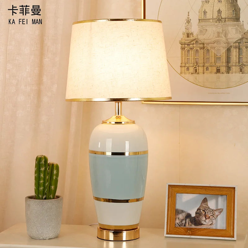 Afralia™ Simple Modern Ceramic Table Lamp in New Chinese Style for Cozy Living Spaces