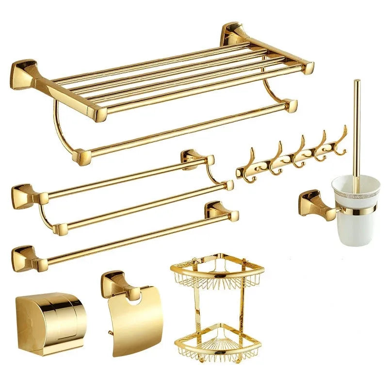 Afralia™ Gold Bathroom Hardware Set for Towels, Paper, Brushes, and More