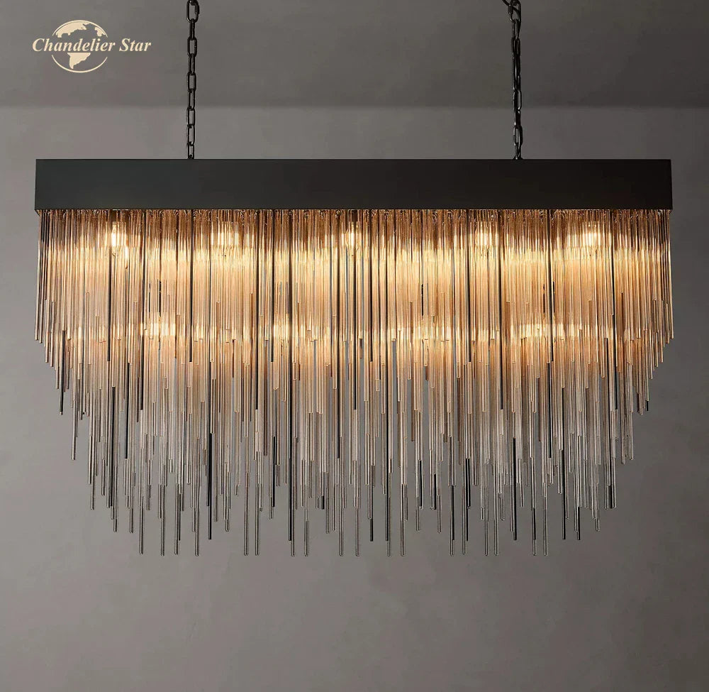 Afralia™ Cascada Rectangular LED Chandelier for Modern Living and Dining Room