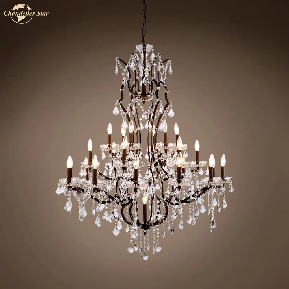 Afralia™ Rococo Crystal Chandelier LED Candle Vintage Luxury Lighting