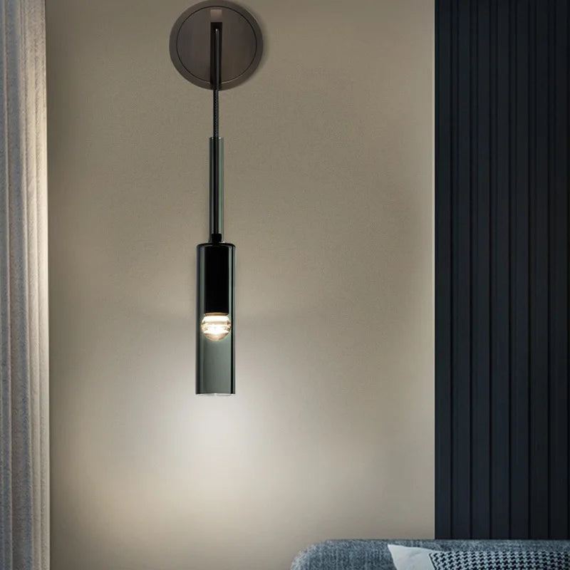 Afralia™ Smoky Gray Glass Wall Light Modern Bar Living Room LED Sconce Fixture