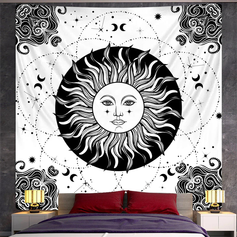 Afralia™ Sun & Moon Tapestry: Bohemian Hippie Yoga Mat Wall Decor