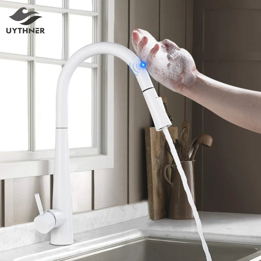 Afralia™ SmartTouch Kitchen Faucet: White/Black Sensor Mixer for Sensitive Control
