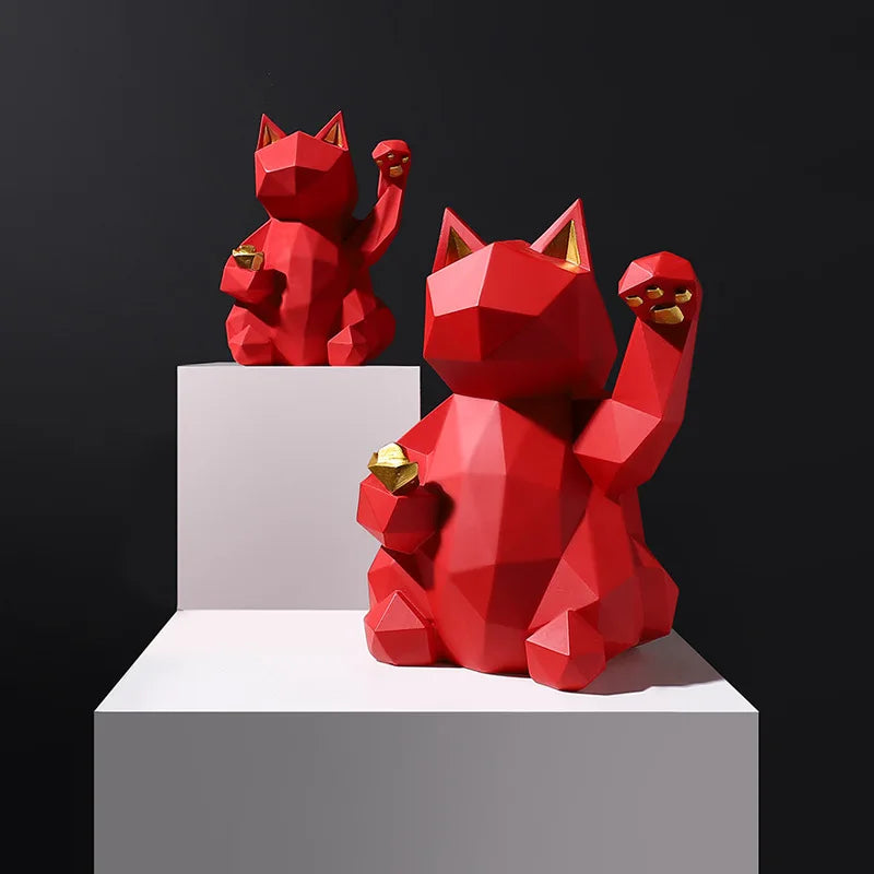 Afralia™ Lucky Cat Resin Statue: Modern Nordic Home Decor Figurine