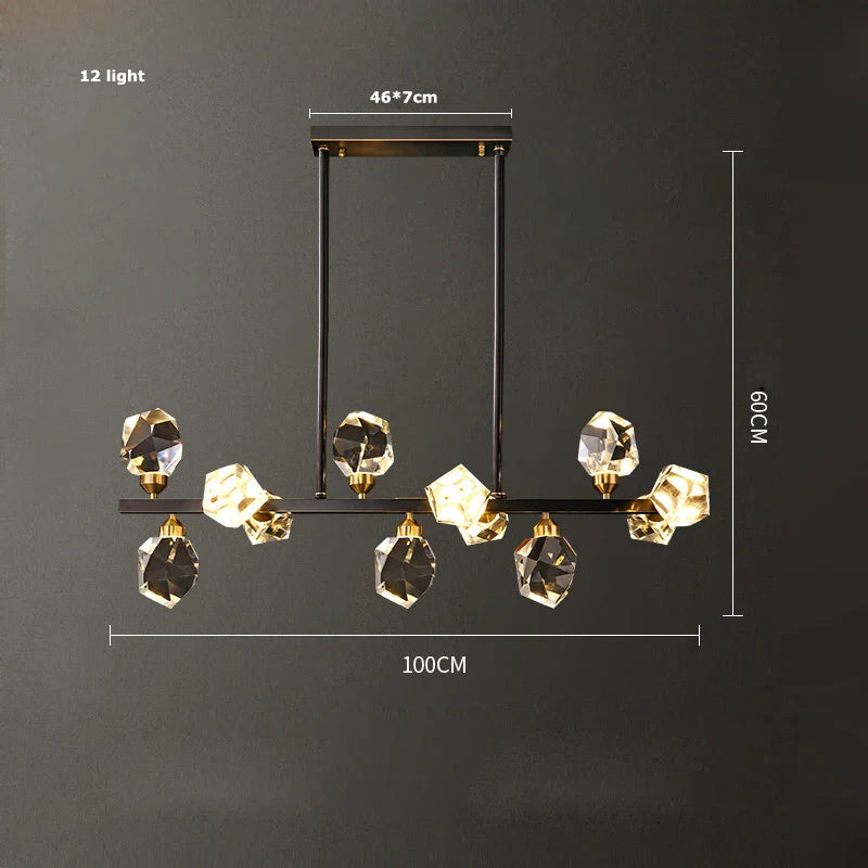 Afralia™ Crystal Copper Black LED Chandelier for Dinning Room