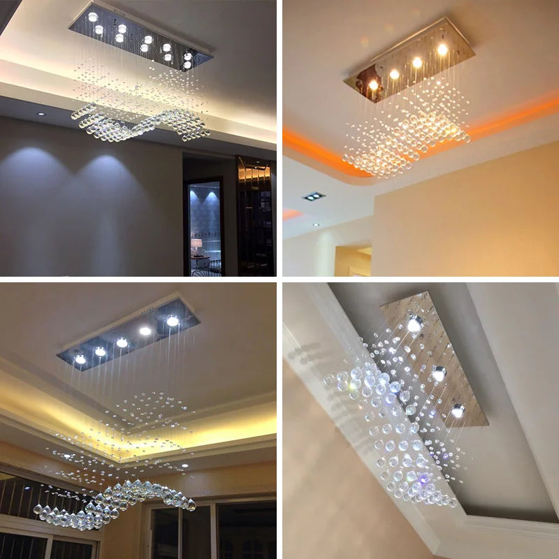 Afralia™ LED Crystal Chandelier: Modern Rectangular Home & Restaurant Lighting Fixtures