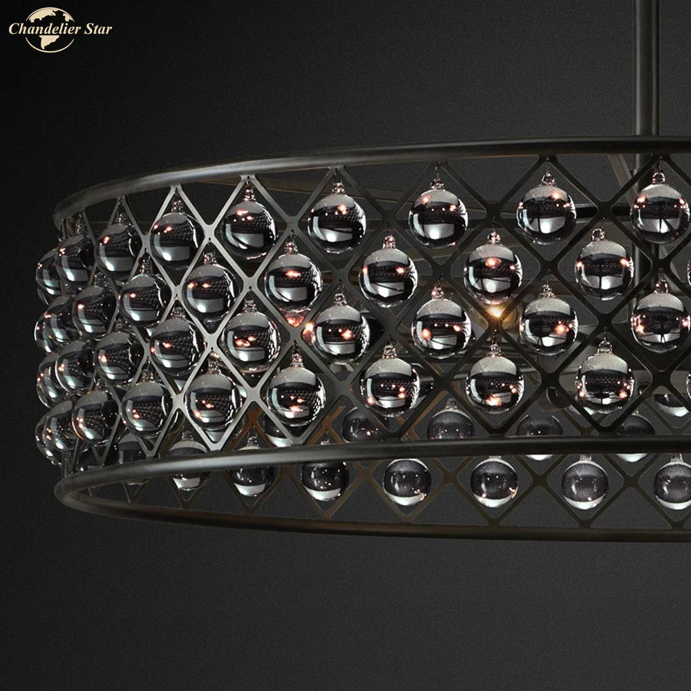 Afralia™ Classic Round Glass LED Chandelier for Home and Hotel Decoration