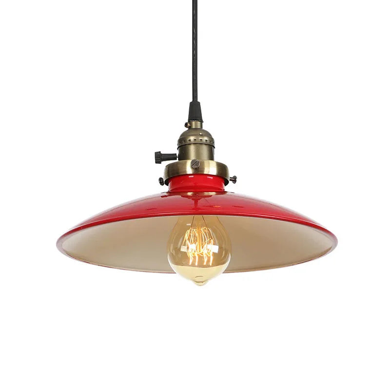 Afralia™ Vintage Industrial Pendant Light with White Metal Plate Shade