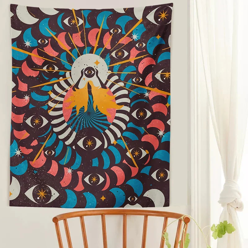 Moon Phase Girl Tapestry Boho Wall Hanging by Afralia™ - Psychedelic Room Decor & Wall Art