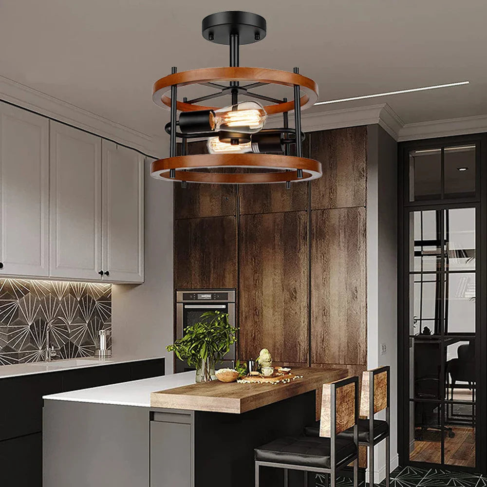 Afralia™ Round Iron Ceiling Lamp for Bedroom Kitchen Living Room Industrial Lighting